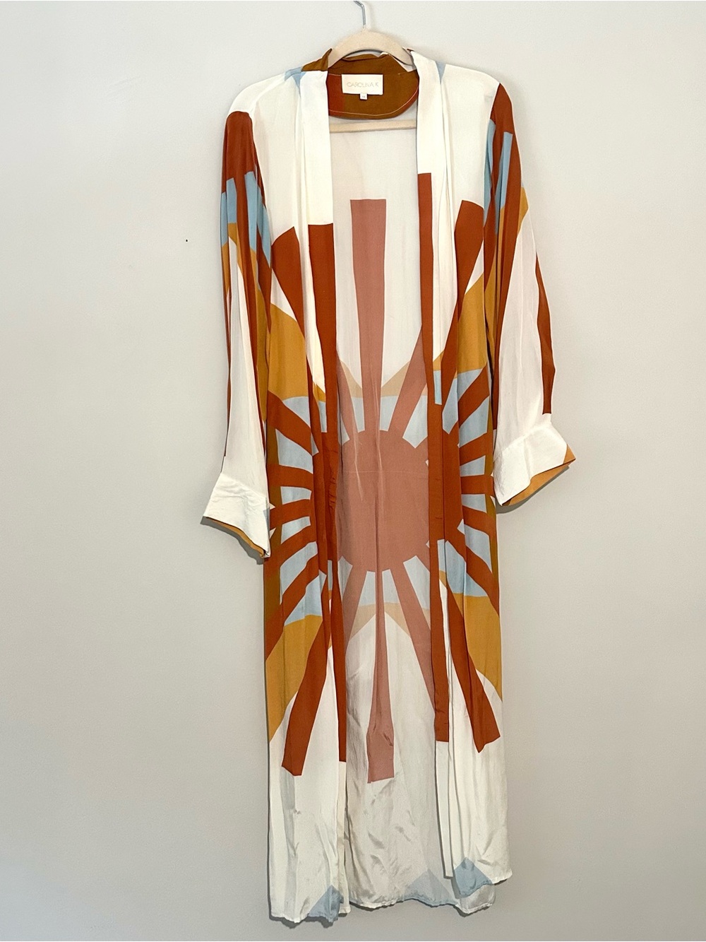 Carolina K Sunburst Print Belted Kimono Duster Cover Up Size M